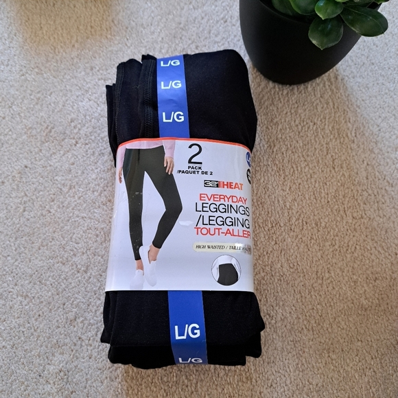 32° Degrees Heat Leggings 2 Pack Size Large Black Stretch Pants - Picture 1 of 11